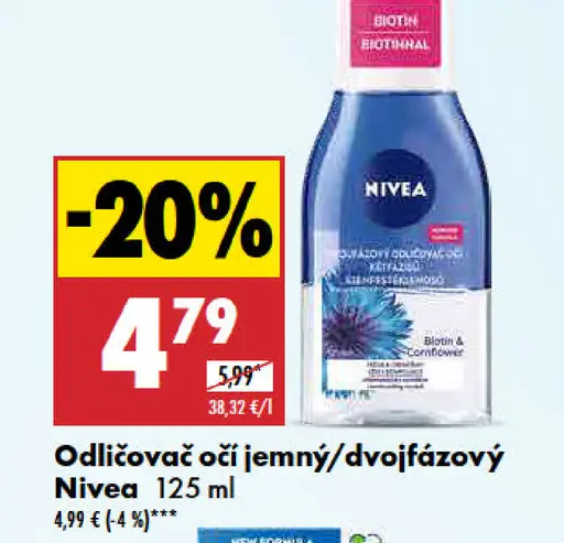 Nivea odličovač očí jemný/dvojfázový