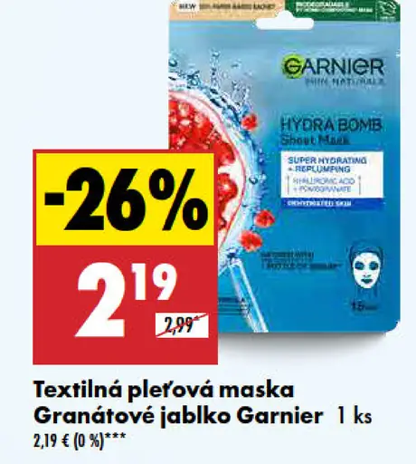 Textilná pleťová maska Granátové jablko Garnier