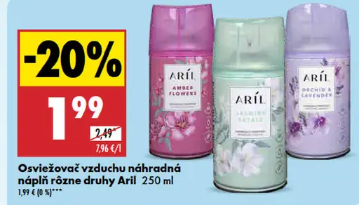 Aril Osviežovač vzduchu náhradná náplň rôzne druhy