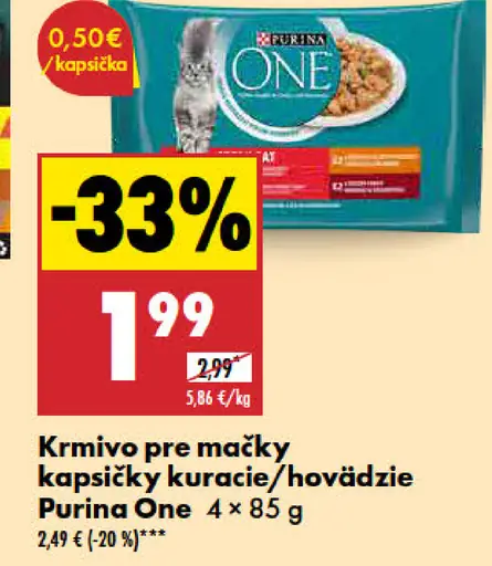 Purina One kapsičky kuracie/hovädzie