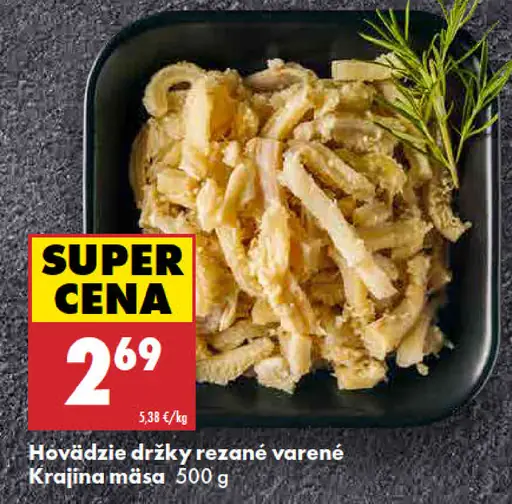 Hovädzie držky rezané varené