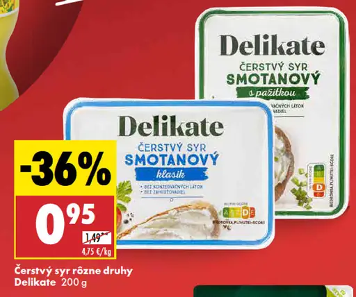 Delikate Čerstvý syr nadýchaný
