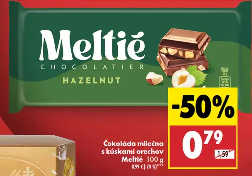 Meltie Čokoláda mliečna s kúskami orechov