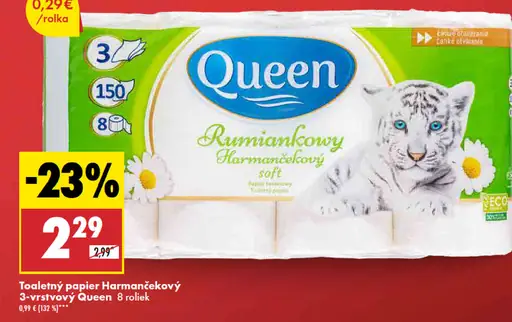 Queen harmančekový toaletný papier 3-vrstvový