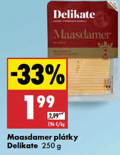 Delikate Maasdam plátky