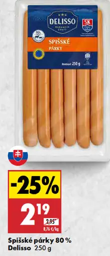 Delisso Spišské párky 80 %