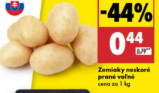 Zemiaky neskoré prané voľné