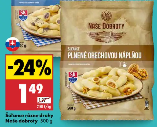 Naše dobroty Šúľance plnené makovou náplňou - Šúľance plnené orechovou náplňou