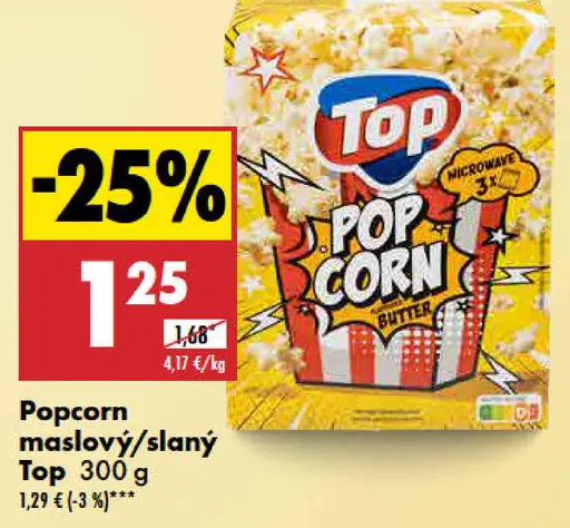 Top Popcorn maslový/slaný