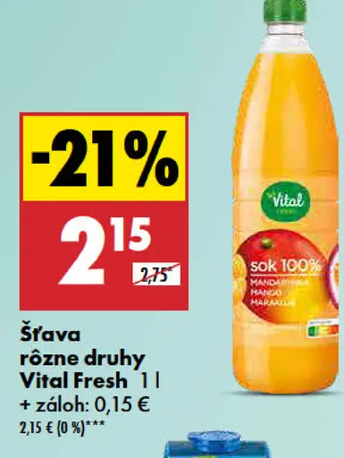 Šťava rôzne druhy Vital Fresh