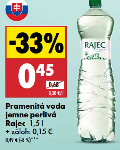Rajec pramenitá voda jemne perlivá