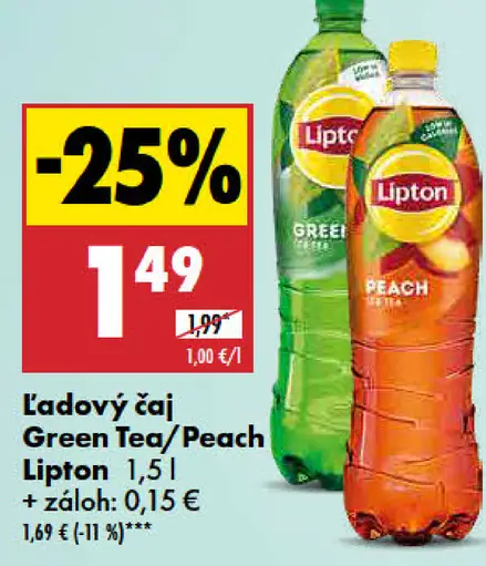 Ľadový čaj Green Tea/Peach Lipton