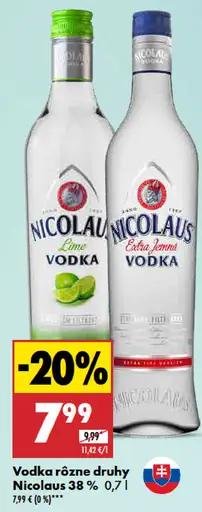 Vodka rôzne druhy Nicolaus