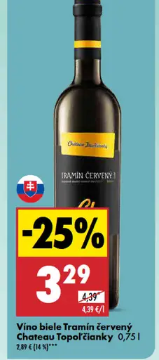 Vino biele Tramín červený Chateau Topoľčianky