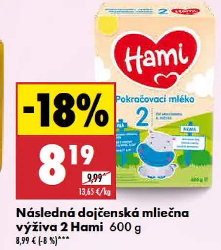 Hami Následná dojčenská mliečna výživa 2