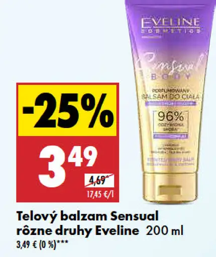 Telový balzam Sensual rôzne druhy Eveline
