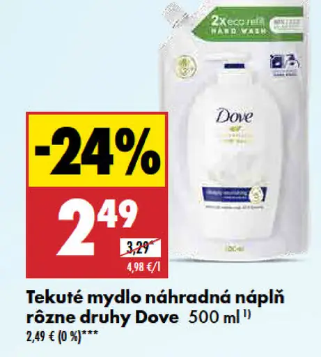 Tekuté mydlo náhradná náplň rôzne druhy Dove