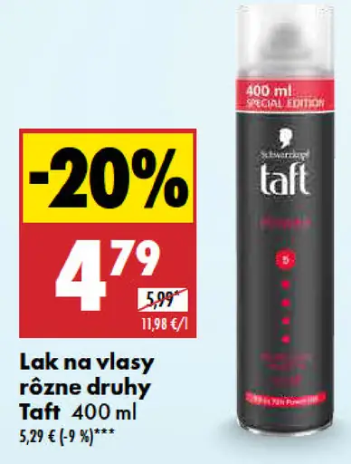 Taft lak na vlasy rôzne druhy