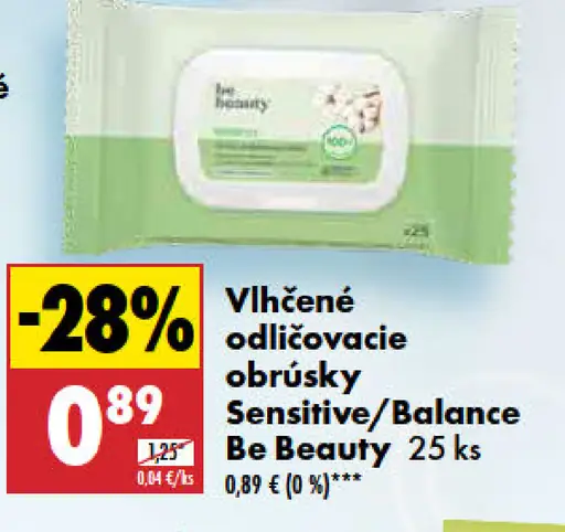 Be Beauty Vlhčené odličovacie obrúsky Sensitive/Balance