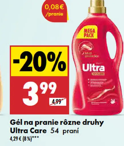 Ultra Care+ Gél na pranie rôzne druhy
