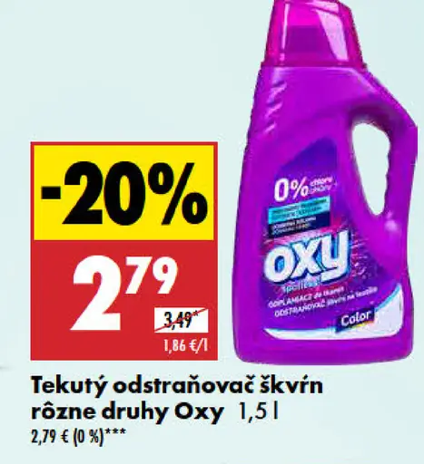 Tekutý odstraňovač škvŕn Oxy