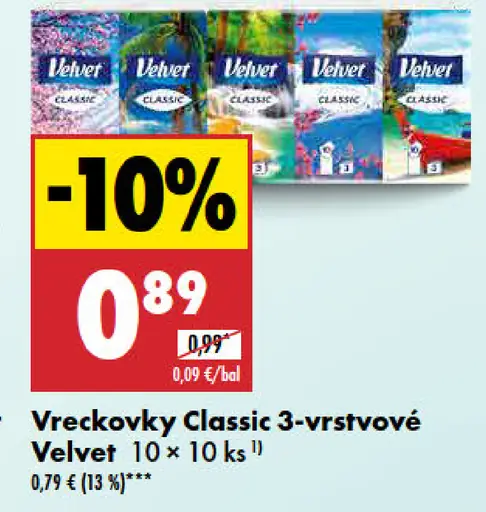 Velvet Vreckovky Classic 3-vrstvové
