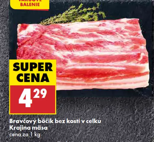 Bravčový bôčik bez kosti údený