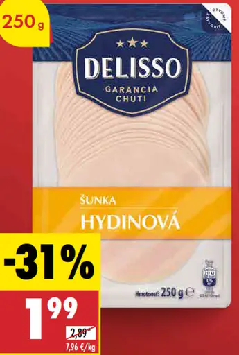 Delisso Šunka hydinová 75 %