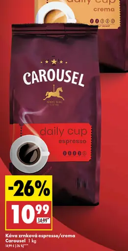 Káva zrnková espresso/crema Carousel