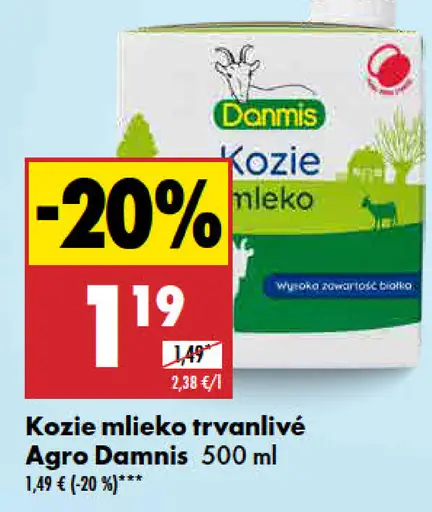 Agro Damnis Kozie mlieko trvanlivé