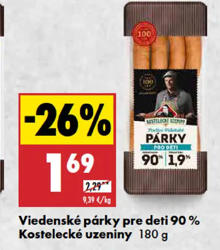 Kostelecké uzeniny Viedenské párky pre deti 90 %
