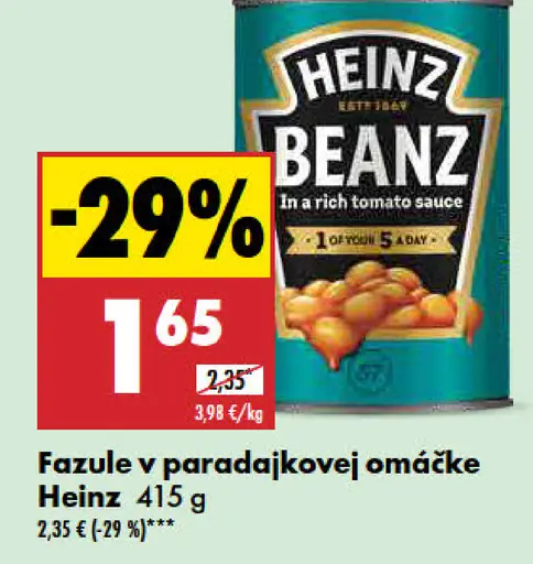 Heinz fazule v paradajkovej omáčke