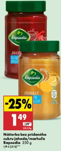 Nátierka bez cukru jahoda Rapsodia