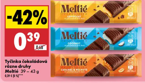 Meltie tyčinka čokoládová rôzne druhy
