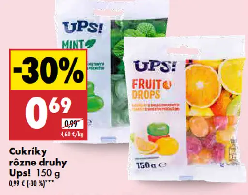 UPS! Cukríky rôzne druhy