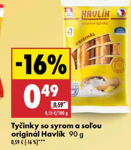 Havlik Tyčinky so syrom a soľou originál