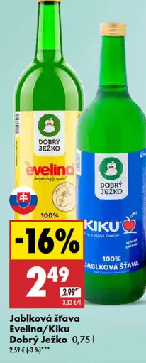 Dobrý Ježko Jablková šťava Kiku/Evelina