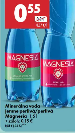 Magnesia Minerálna voda jemne perlivá