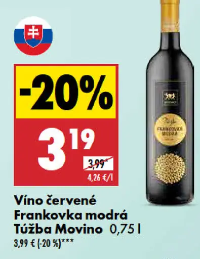 Frankovka modrá Túžba Movino Vino červené