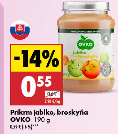 Príkrm jablko, broskyňa OVKO