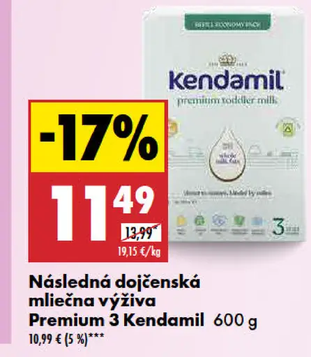 Kendamil Následná dojčenská mliečna výživa Premium 3