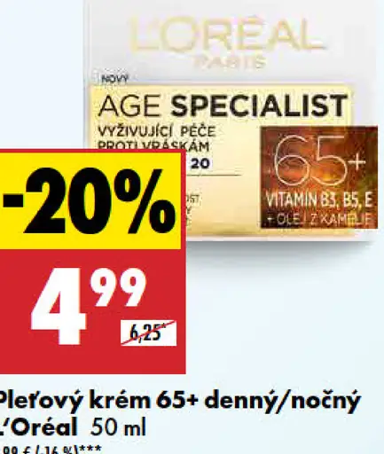 L'Oréal Krém pleťový 65+ denný/nočný