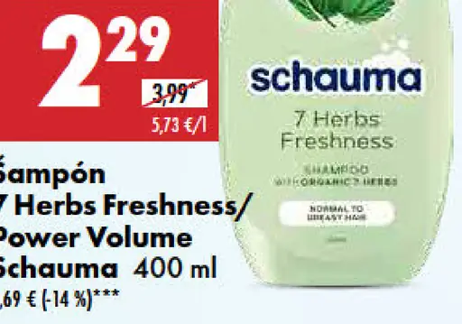 Schauma Šampón 7 Herbs Freshness/Power Volume