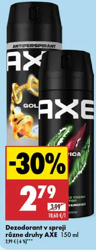 Axe dezodorant v spreji rôzne druhy
