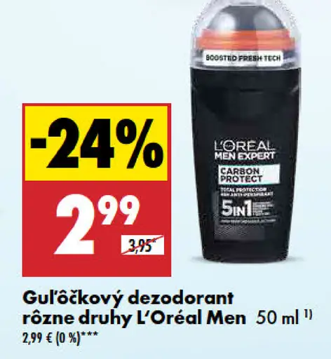 L'Oréal Men guľôčkový dezodorant rôzne druhy