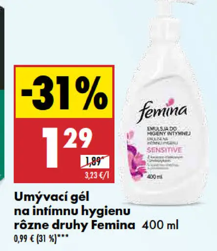 Femina umývací gél na intímnu hygienu rôzne druhy