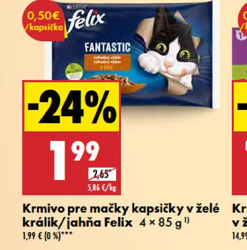Felix krmivo pre mačky kapsičky v želé králik/jahňacina