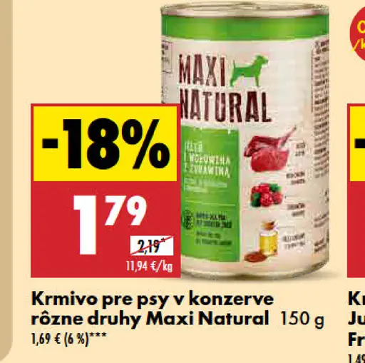 Maxi Natural krmivo pre psy v konzerve rôzne druhy