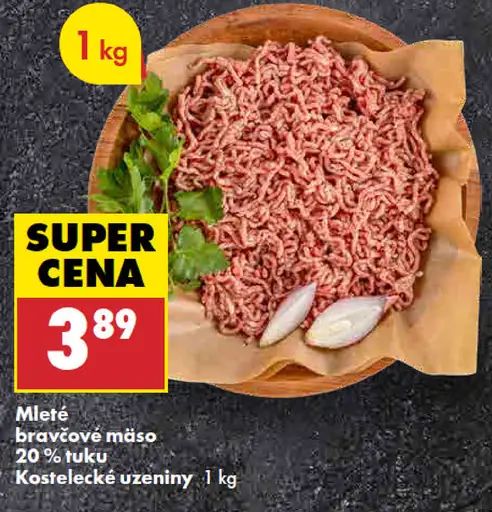 Mleté bravčové mäso 20 % tuku Kostelecké uzeniny