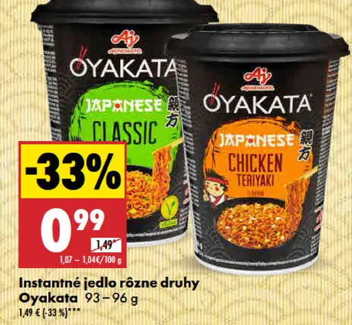 Oyataka Instantné jedlo rôzne druhy